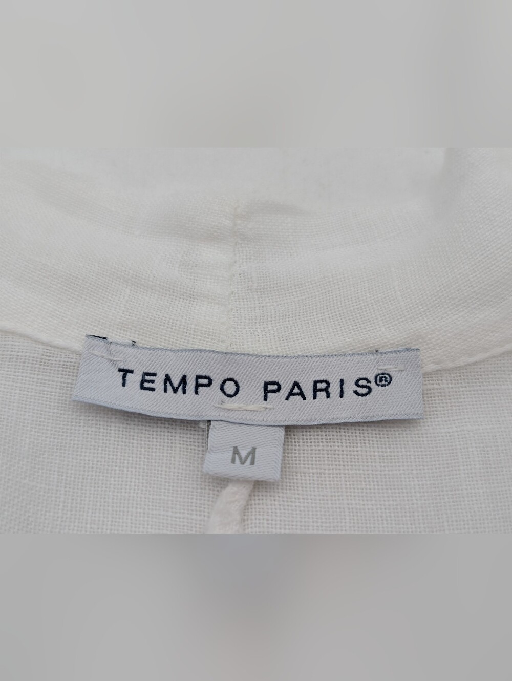 Tempo Paris Size M White 100% Italian Linen One Button Kimono Tunic Blouse Top - Picture 6 of 14